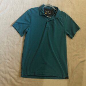 Eddie Bauer Small "Active" Fit Turquoise Blue Polo Short Sleeve